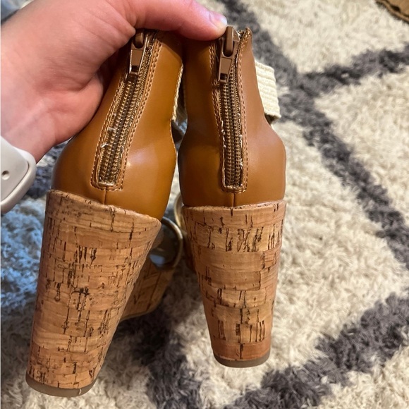 Steve Madden Elika Cream Braided Fabric Cork Wedge heel sandals 7 - Picture 5 of 7